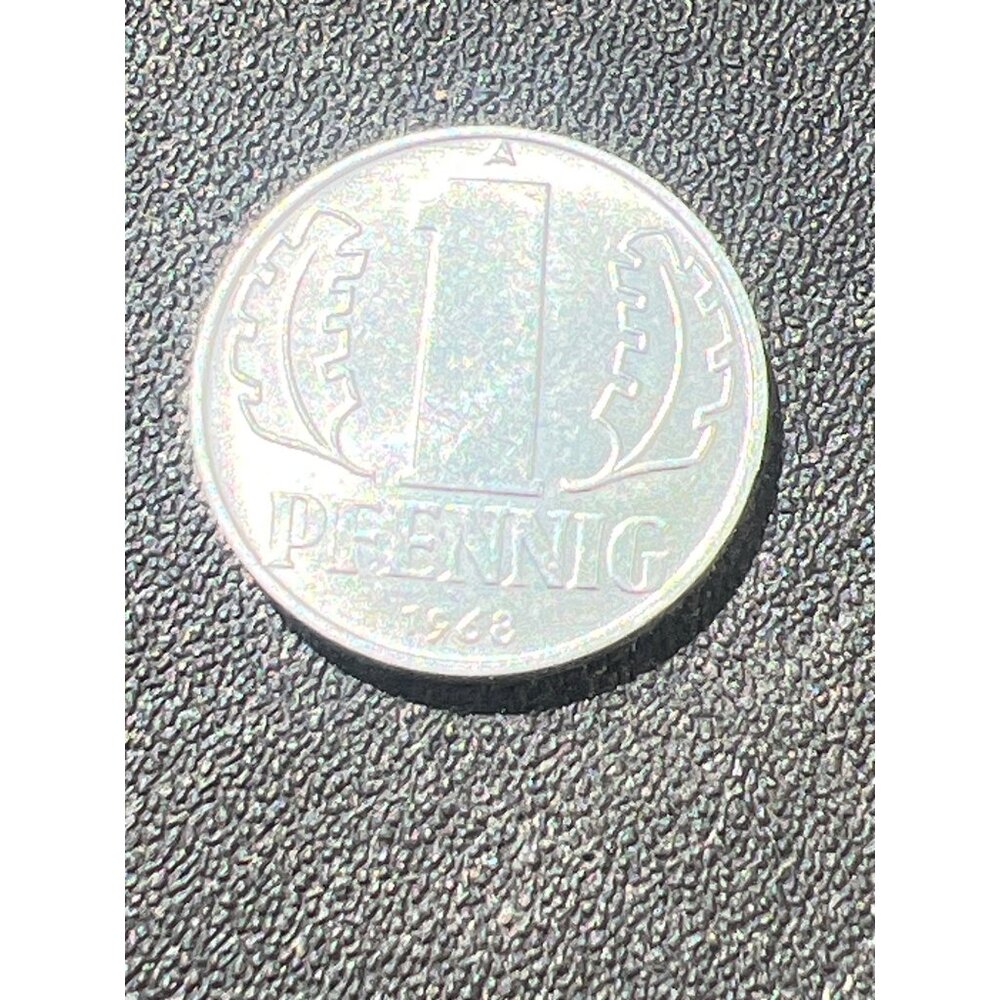 1968 Germany 1 Pfennig Coin GDR Deutsche Demokratische Republik Aluminum